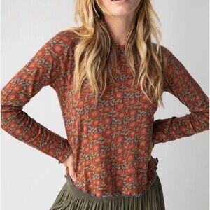 NATURAL LIFE Red and Orange Patterned Long Sleeve Top